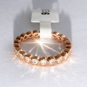 Rose Gold Eternity Band Size 6 White Sapphire .88ct Full Eternity Ring Stackable
